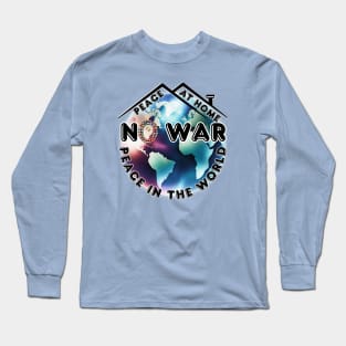 No War Peace At Home Peace in The World Retro Long Sleeve T-Shirt